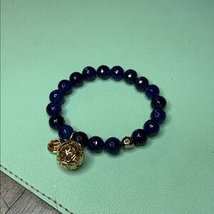 Elegant Blue and Gold Beaded Bracelet